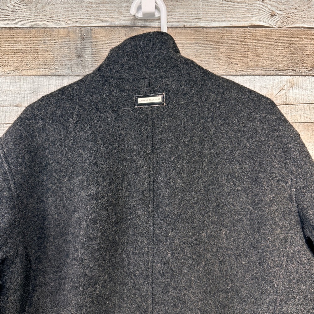 Armani Exchange Mens XL Charcoal Gray Wool Blend Double Breasted Overcoat